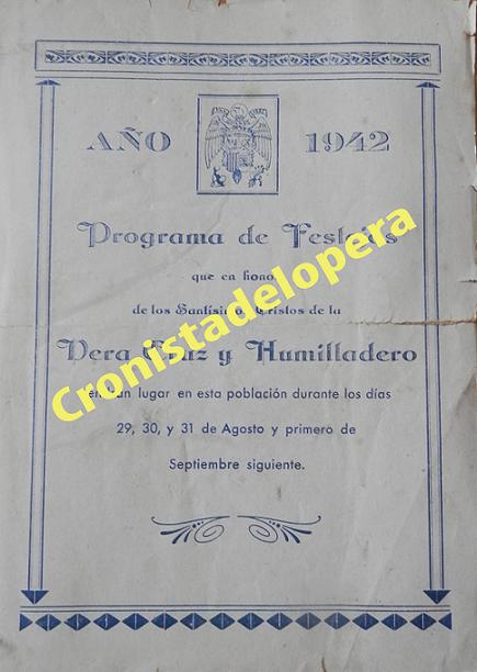 PORTADA DEL PROGRAMA DE LA FERIA DE LOS CRISTOS DE LOPERA DEL AÑO 1942