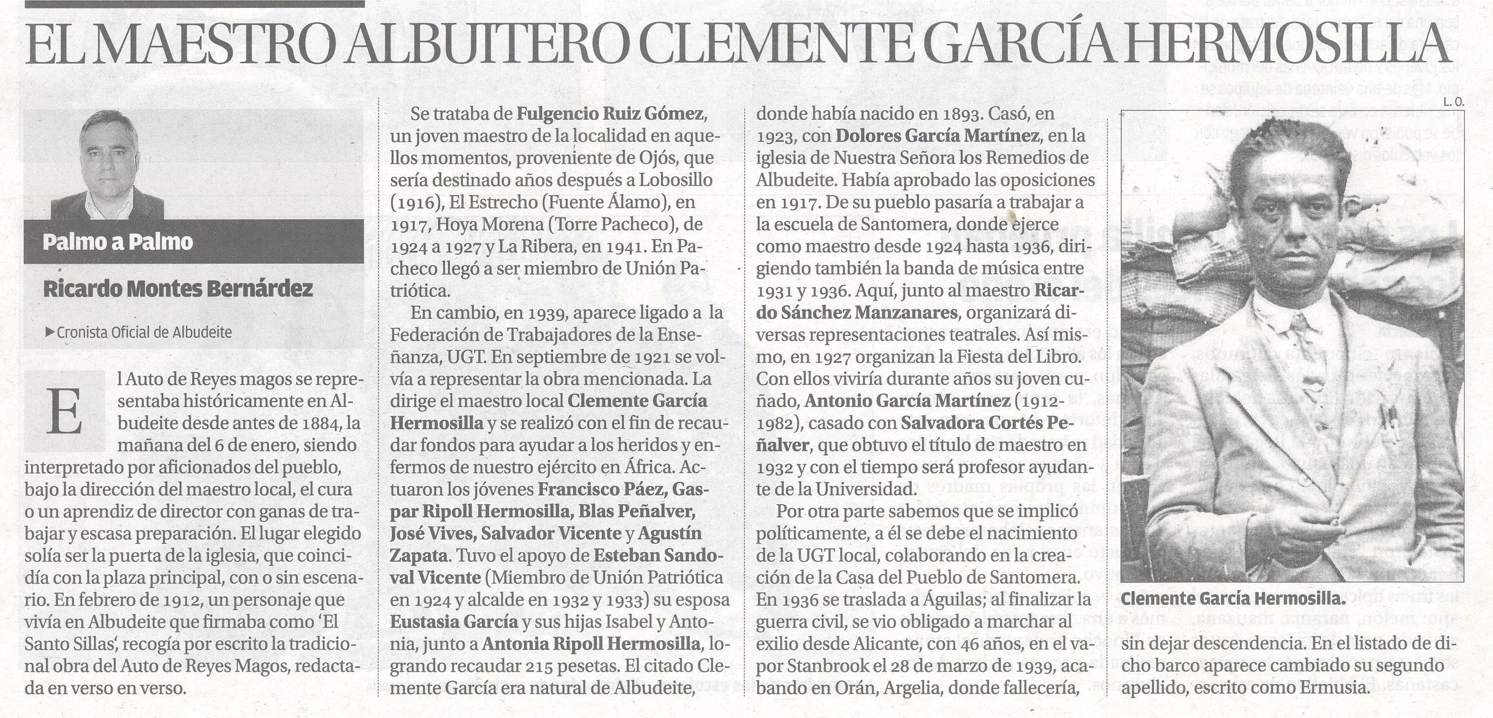 EL MAESTRO ALBUITERO CLEMENTE GARCÍA HERMOSILLA