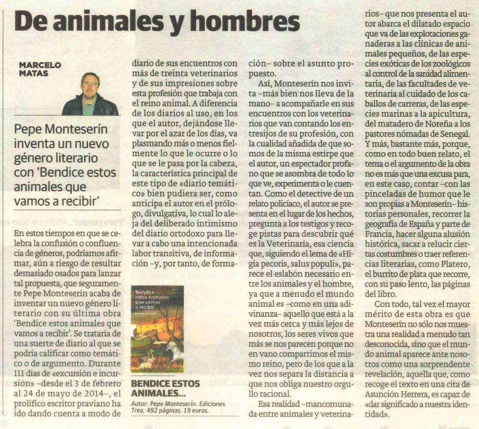 DE ANIMALES Y HOMBRES • PEPE MONTESERÍN, CRONISTA OFICIAL DE PRAVIA (ASTURIAS), INVENTA UN NUEVO GÉNERO LITERARIO CON ‘BENDICE ESTOS ANIMALES QUE VAMOS A RECIBIR’