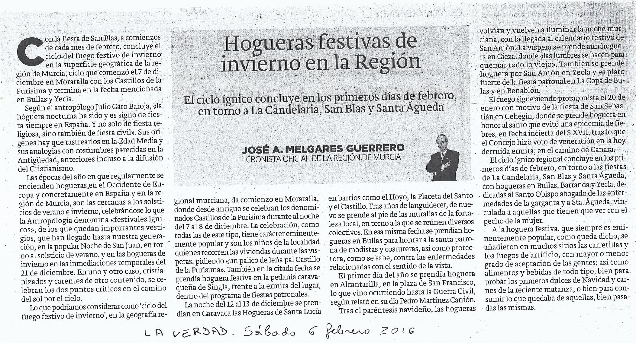 HOGUERAS FESTIVAS DE INVIERNO EN LA REGIÓN • EL CICLO ÍGNICO EN LOS PRIMEROS DÍAS DE FEBRERO, EN TORNO A LA CANDELARIA, SAN BLAS Y SANTA ÁGUEDA