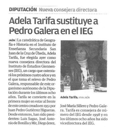 ADELA TARIFA SUSTITUYE A PEDRO GALERA EN EL IEG