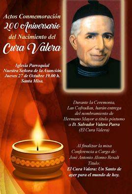 CONTINUAN LOS ACTOS RELIGIOSOS Y ACTIVIDADES CULTURALES EN HONOR DEL CURA VALERA (HUÉRCAL-OVERA. ALMERÍA) EN EL BICENTENARIO DE SU NACIMIENTO (1816-2016)