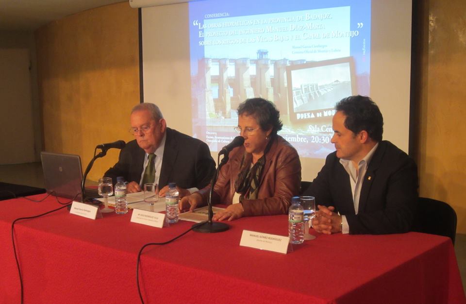 CONFERENCIA A CARGO DE MANUEL GARCÍA CIENFUEGOS, CRONISTA OFICIAL DE MONTILLO (BADAJOZ): “LAS OBRAS HIDRÁULICAS EN LA PROVINCIA DE BADAJOZ. EL PROYECTO DEL INGENIERO MANUEL DÍAZ-MARTA SOBRE LOS RIEGOS DE LAS VEGAS BAJAS Y EL CANAL DE MONTIJO”