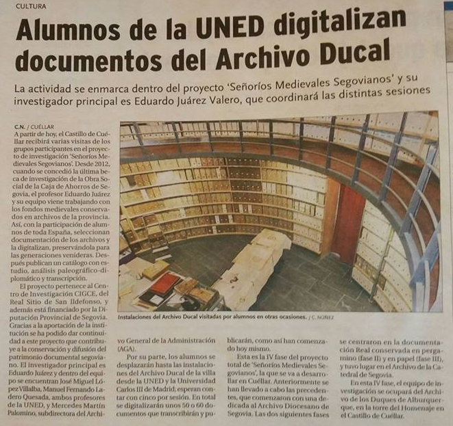 ALUMNOS DE LA UNED DIGITALIZAN DOCUMENTOS DEL ARCHIVO DUCAL