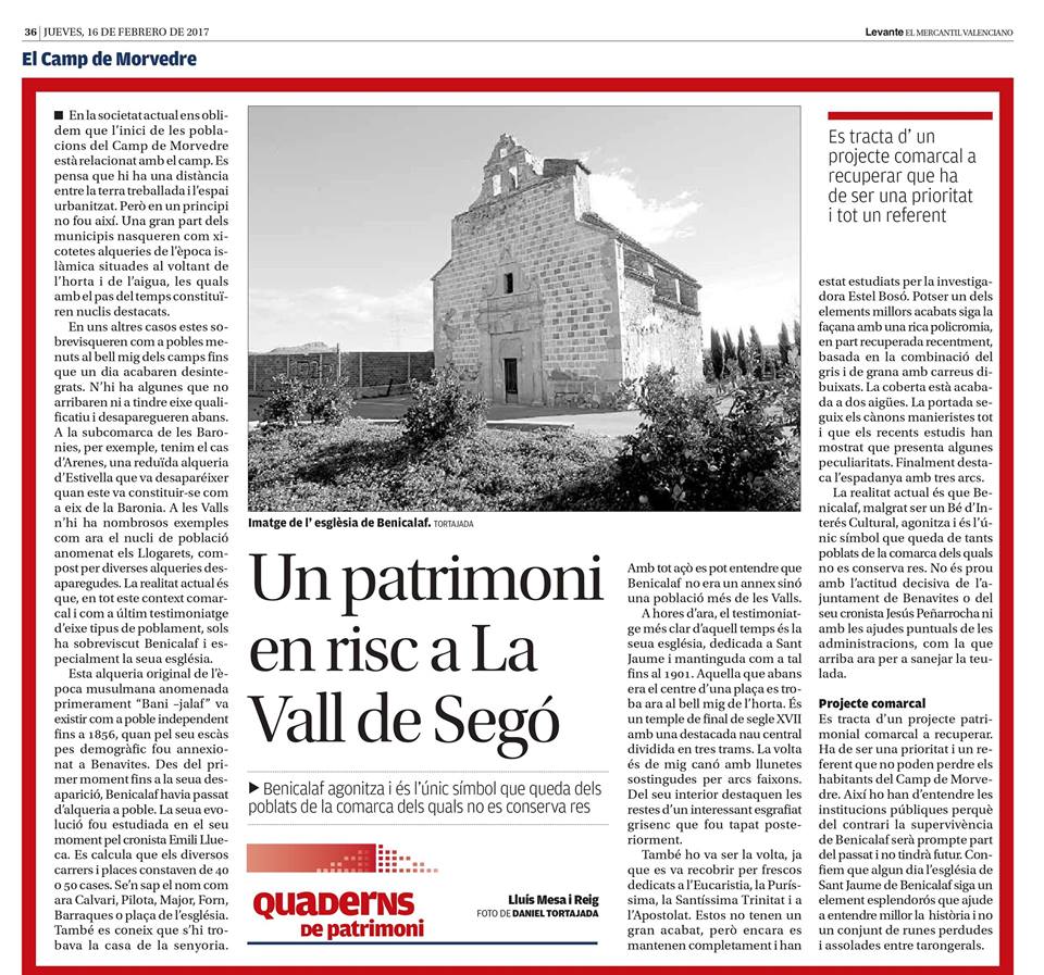 UN PATRIMONI EN RISC A LA VALL DE SEGÓ