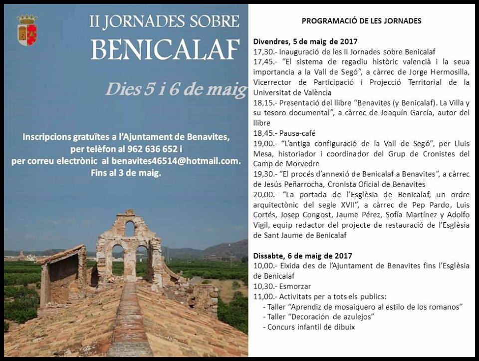 II JORNADES SOBRE BAINICALAF • BENAVITES (VALENCIA) DIES 5 I 6 DE MAIG