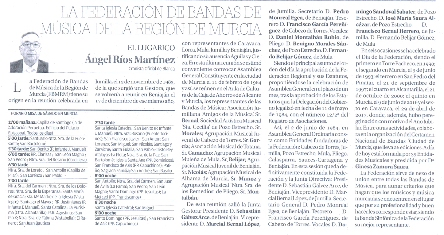 LA FEDERACIÓN DE BANDAS DE MÚSICA DE LA REGIÓN DE MURCIA