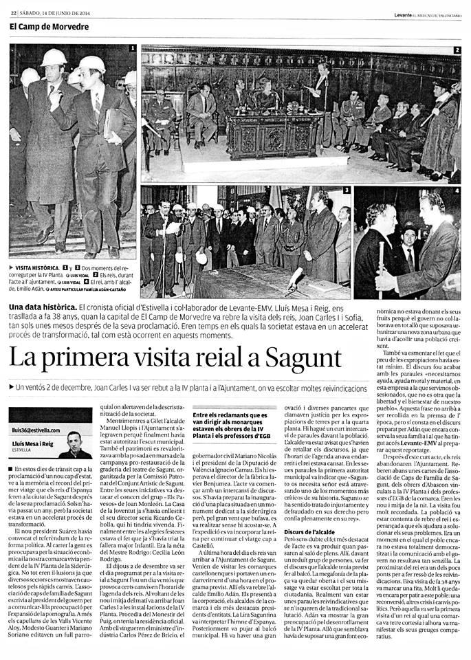 LA PRIMERA VISITA REIAL A SAGUNT