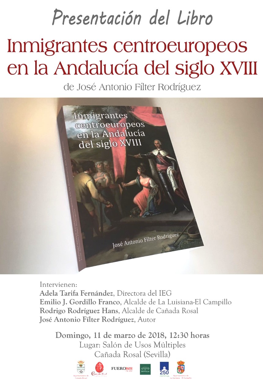 PRESENTACIÓN DEL LIBRO “INMIGRANTES CENTROEUROPEOS EN LA ANDALUCÍA DEL SIGLO XVIII” EL PRÓXIMO DOMINGO 11 DE MARZO