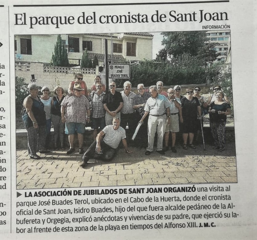 VISITA DE LA ASOCIACIÓN DE SANT JOAN D´ALACANT AL PARQUE JOSÉ BUADES TEROL