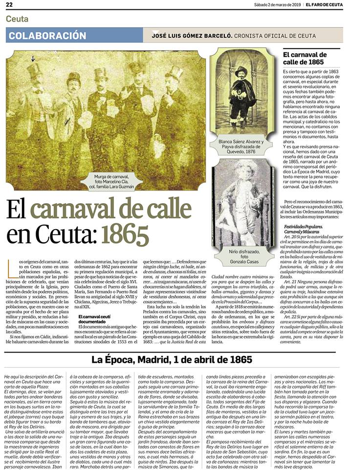 EL CARNAVAL DE CALLE EN CEUTA: 1865