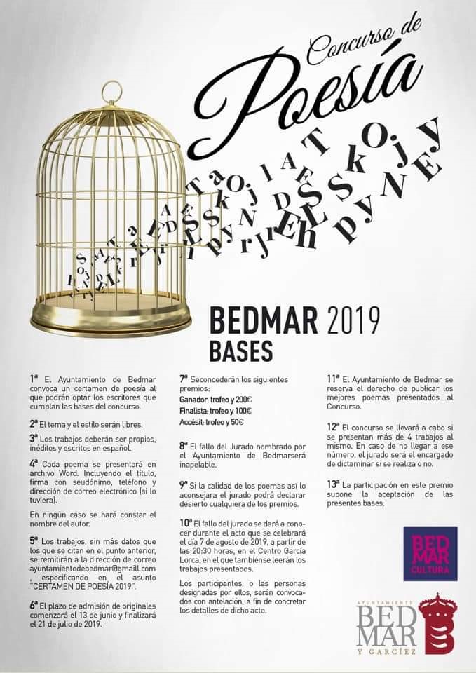 CONVOCATORIAS DE CONCURSOS DE POESÍA Y RELATOS EN BEDMAR (JAÉN)