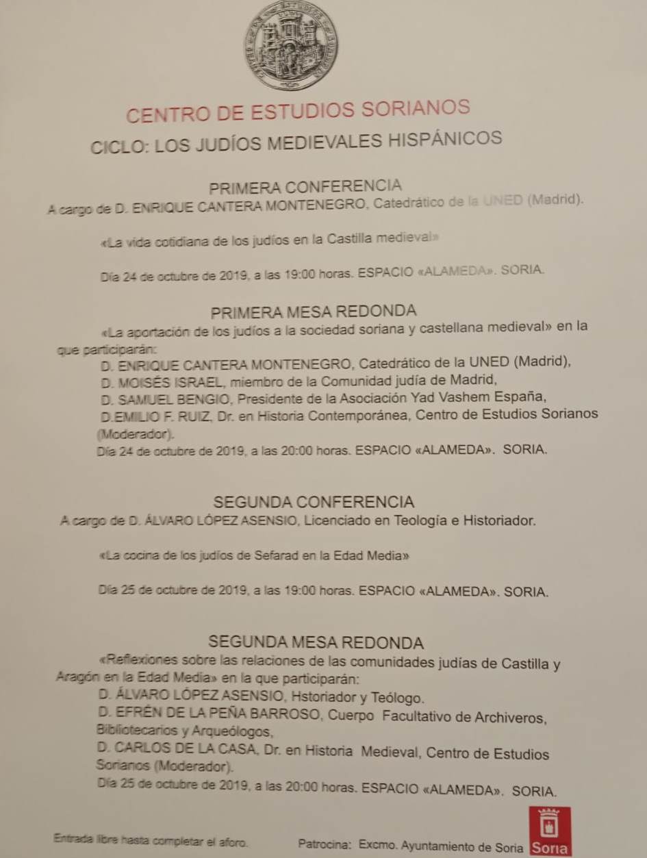 EL ESPACIO ALAMEDA DE SORIA ACOGE UNAS NUEVAS JORNADAS SOBRE LOS JUDÍOS MEDIEVALES HISPÁNICOS