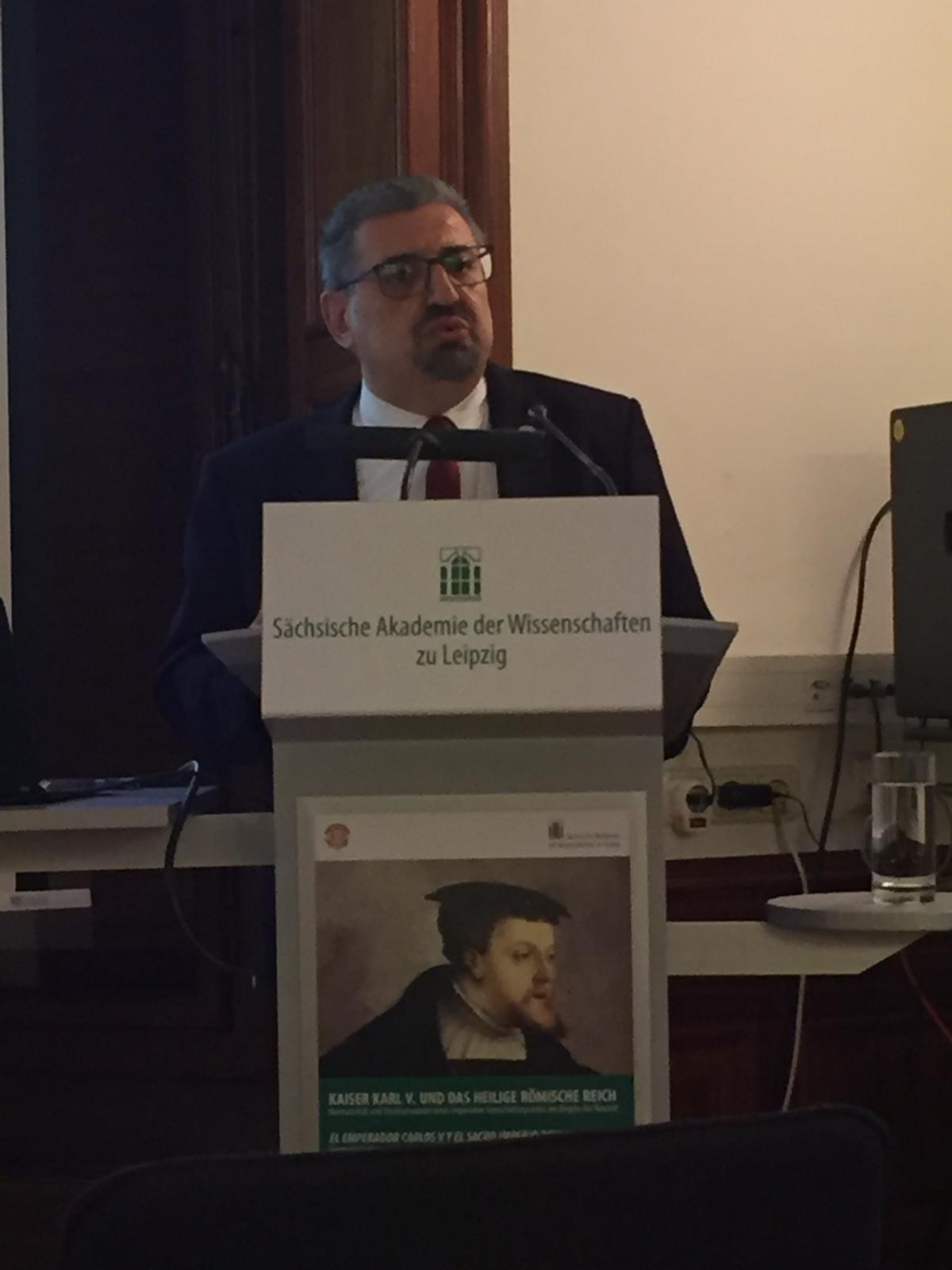 JULIÁN HURTADO DE MOLINA DELGADO, CRONISTA OFICIAL DE CÓRDOBA Y EL CARPIO, INAUGURA EL CONGRESO INTERNACIONAL SOBRE CARLOS V, CELEBRADO ESTE MES EN LEIPZIG (ALEMANIA)