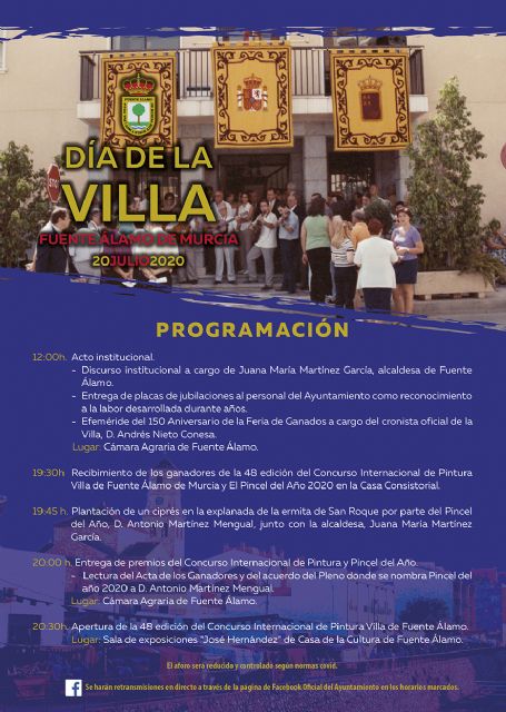 FUENTE ÁLAMO (MURCIA) CELEBRARÁ EL ‘DÍA DE LA VILLA’ CON UN ACTO INSTITUCIONAL QUE HOMENAJEARÁ LA LABOR DE SU PERSONAL JUBILADO