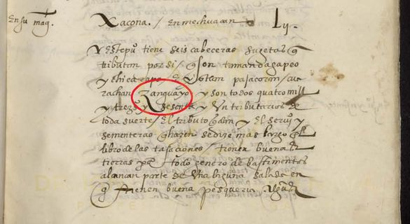 SAHUAYO (ZANGUAYO), UNA DE SUS MENCIONES MÁS ANTIGUAS (VINCULADO CON XACONA)