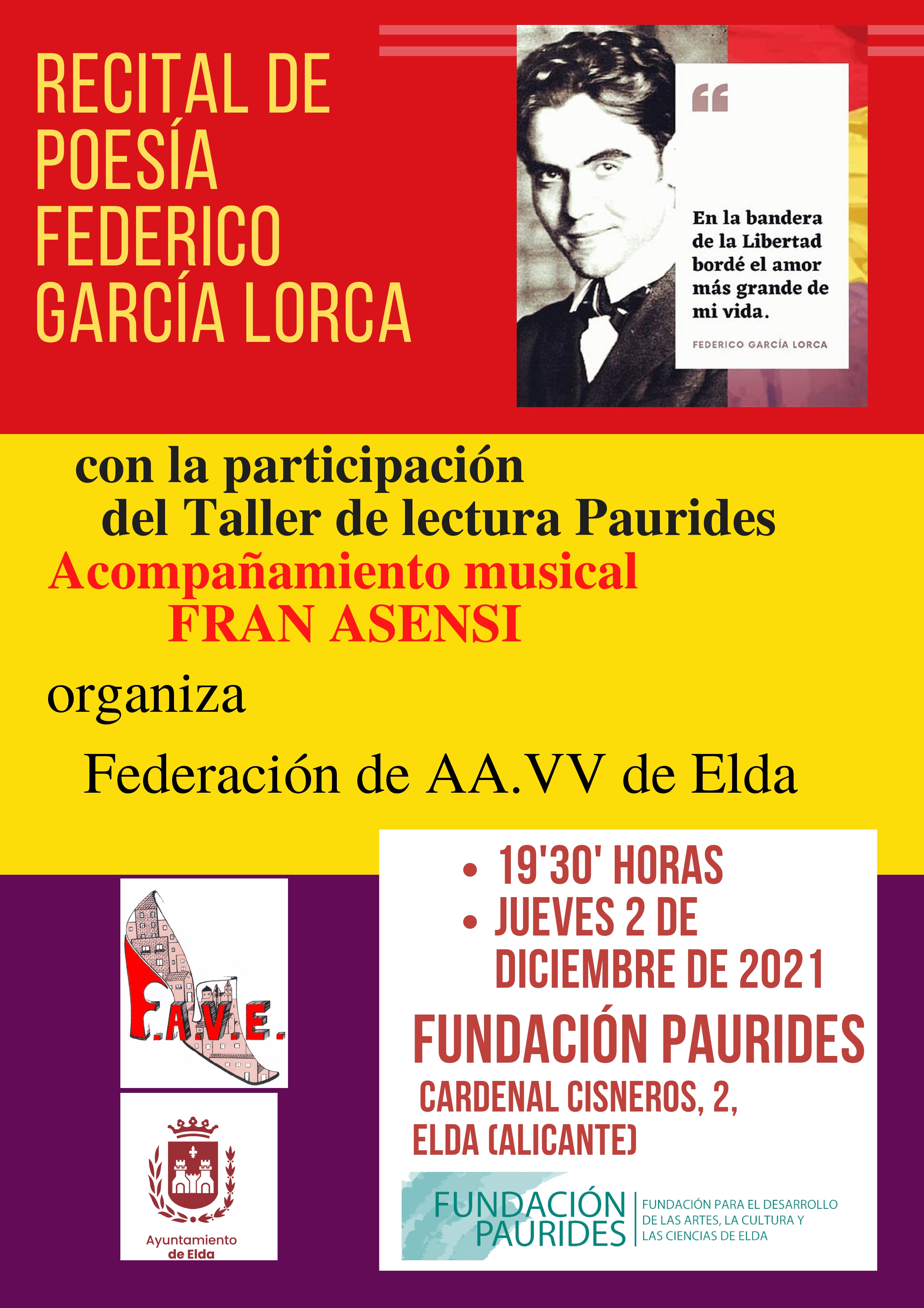 LA FEDERACIÓN DE ASOCIACIONES DE VECINOS CLAUSURA LA SEMANA CULTURAL ‘NUESTROS BARRIOS, NUESTRA GENTE’ CON UN RECITAL DE POESÍA DE FEDERICO GARCÍA LORCA