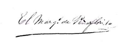 FIRMA DE «EL MARQUÉS DE PEÑAFLORIDA DON DOMINGO DE ACHÁVAL OCHOTECO(1828-1901)»