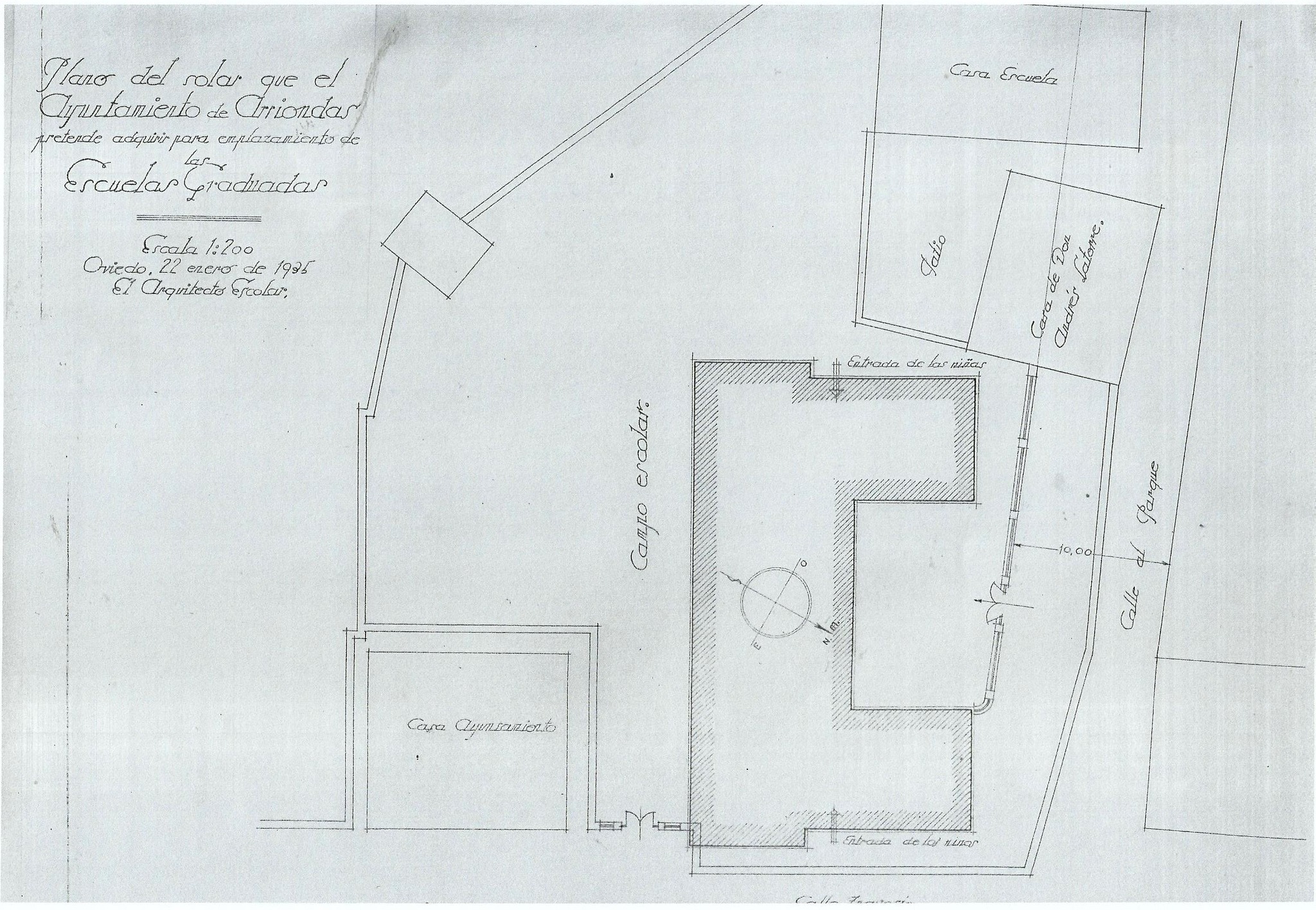 PLANO DEL SOLAR PARA LAS ESCUELAS DE ARRIONDAS 1935