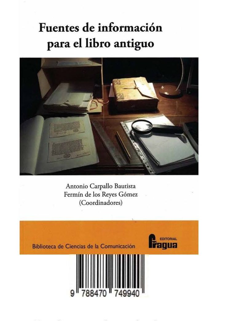 FUENTES DE INFORMACIÓN PARA EL LIBRO ANTIGUO