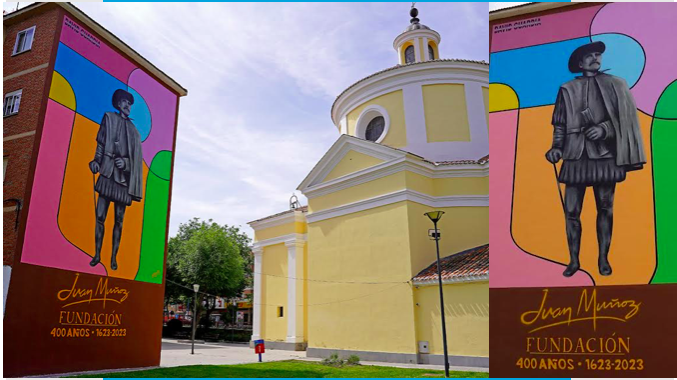 LEGANÉS (MADRID) ESTRENA UN GRAN MURAL JUNTO A LA IGLESIA DE SAN NICASIO PARA HOMENAJEAR A LA FIGURA DE JUAN MUÑOZ