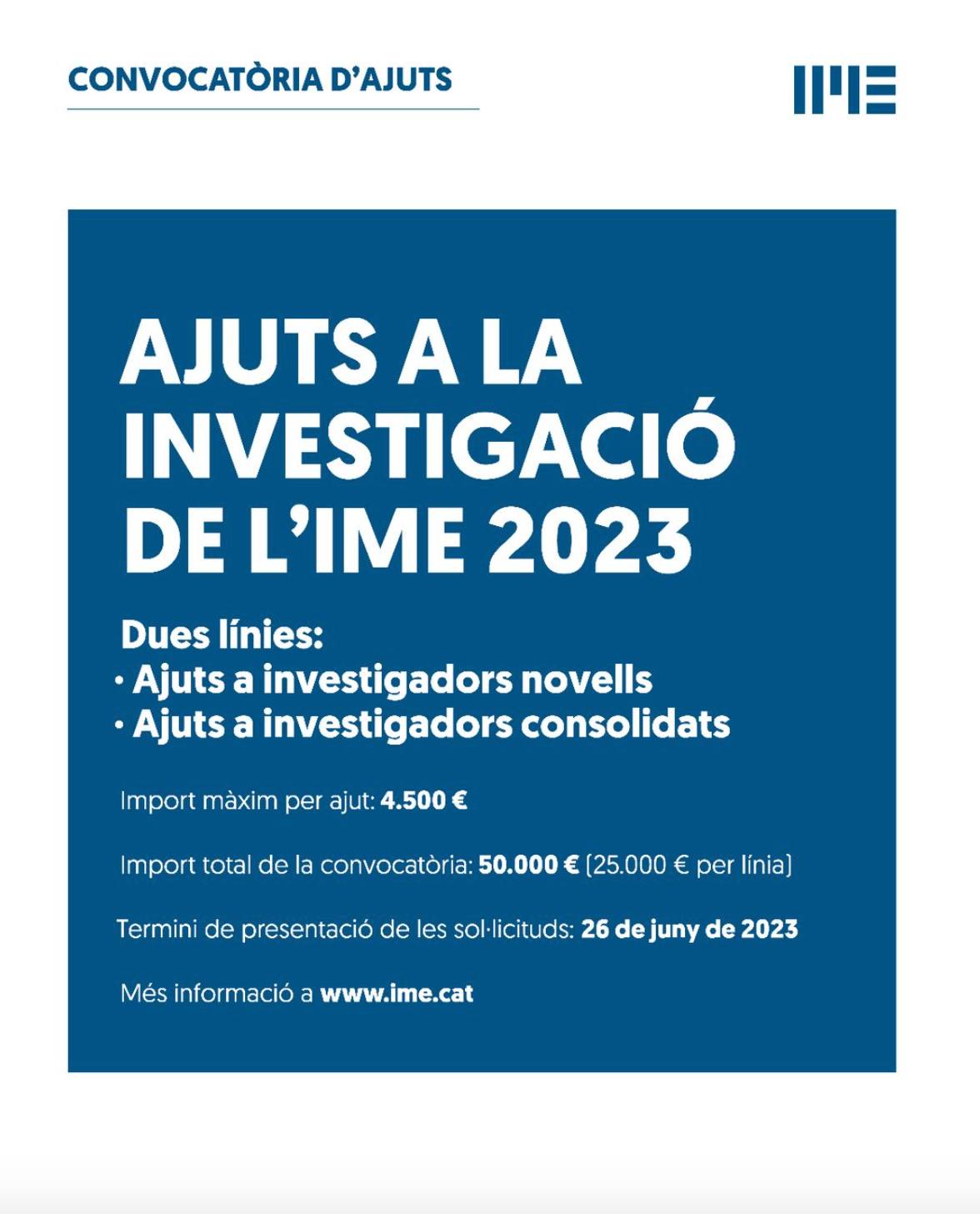 CONVOCATORIA DE AYUDAS DE INVESTIGACIÓN PARA 2023 DEL INSTITUT MENORQUÍ D’ESTUDIS.