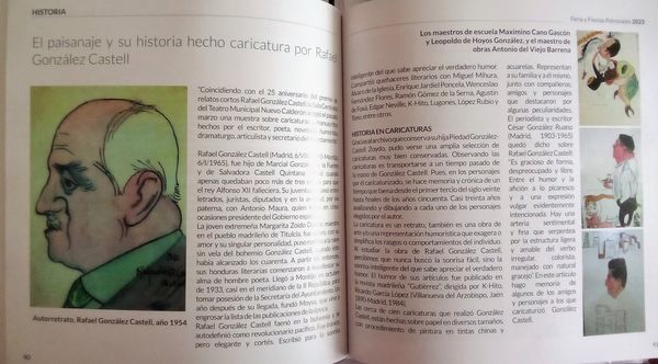 MI APORTACIÓN EN LA REVISTA DE FERIA DE MONTIJO. EL PAISANAJE Y SU HISTORIA HECHO CARICATURA POR RAFAEL GONZÁLEZ CASTELL