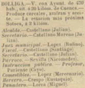 ALGUNOS OFICIOS EN BÓLLIGA (1885-1911)