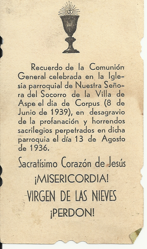 LAS IMÁGENES QUE SE PUDIERON SALVAR DE LOS ASALTOS A LOS DISTINTOS LUGARES DE CULTO EN ASPE (Alicate)  OCURRIDOS EN AGOSTO DEL AÑO 1936// PARTE 1